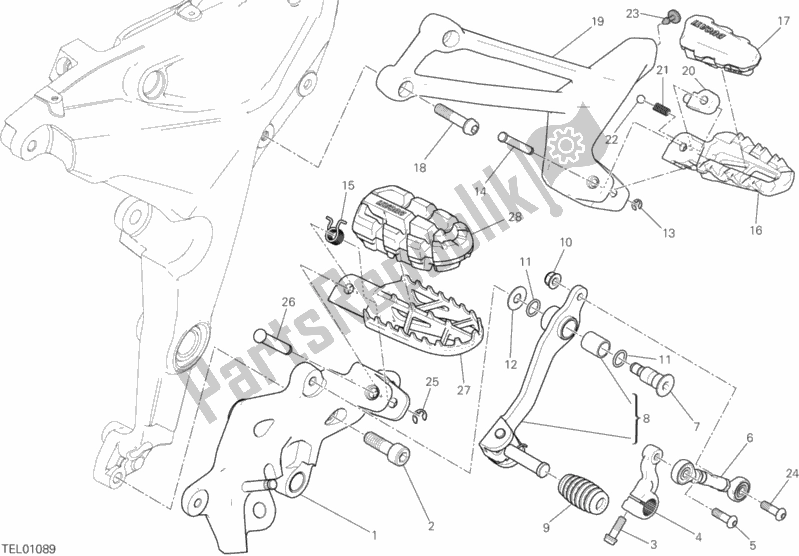 Tutte le parti per il Poggiapiedi, A Sinistra del Ducati Multistrada 1200 Enduro Touring Pack Brasil 2018